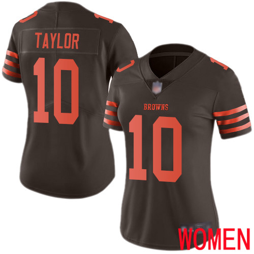 Cleveland Browns Taywan Taylor Women Brown Limited Jersey #10 NFL Football Rush Vapor Untouchable